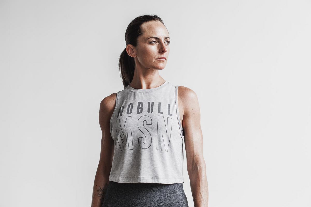 Nobull Muscle (Madison) Women\'s Tank Tops Light Grey | Australia (TU1365)